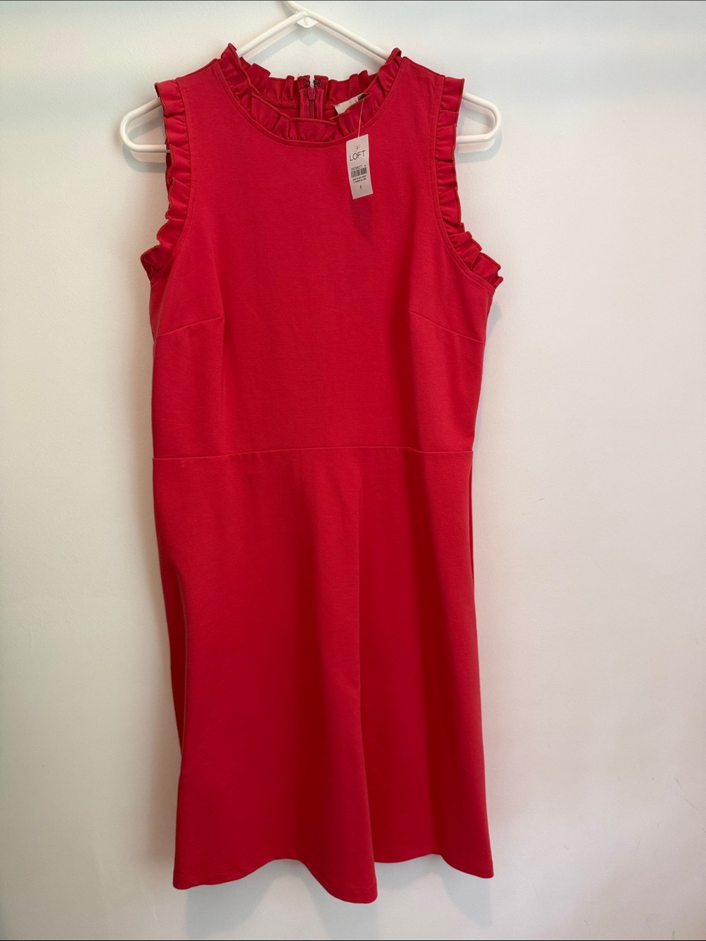 LOFT Red Ruffle-Trim Sleeveless Dress